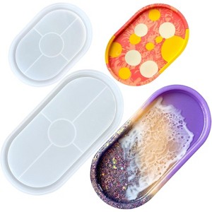 JDICTION 2 Pcs Oval Resin Tray Molds, Silicone Coaster Molds for DIY Jewelry Trinket Tray, Rolling Tray for Decoration Gift - 1 of 4