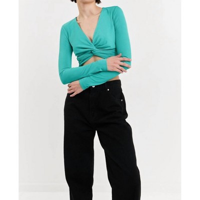 Women's Front Twist Cropped Top - Grey Lab