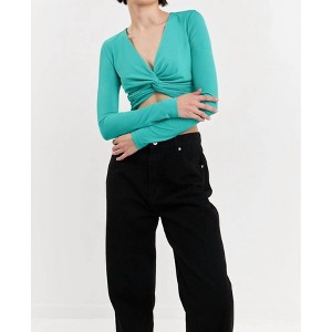 Women's Front Twist Cropped Top - Grey Lab - 1 of 4