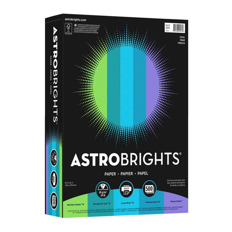 Astrobrights Colored Paper, 8-1/2 x 11 Inches, Assorted Cool, Pack of 500, 1 of 6