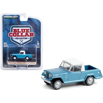 1970 Jeep Jeepster Commando Pickup Truck Light Blue Met. w/hite Top "Blue Collar Collection" 1/64 Diecast Model Car Greenlight