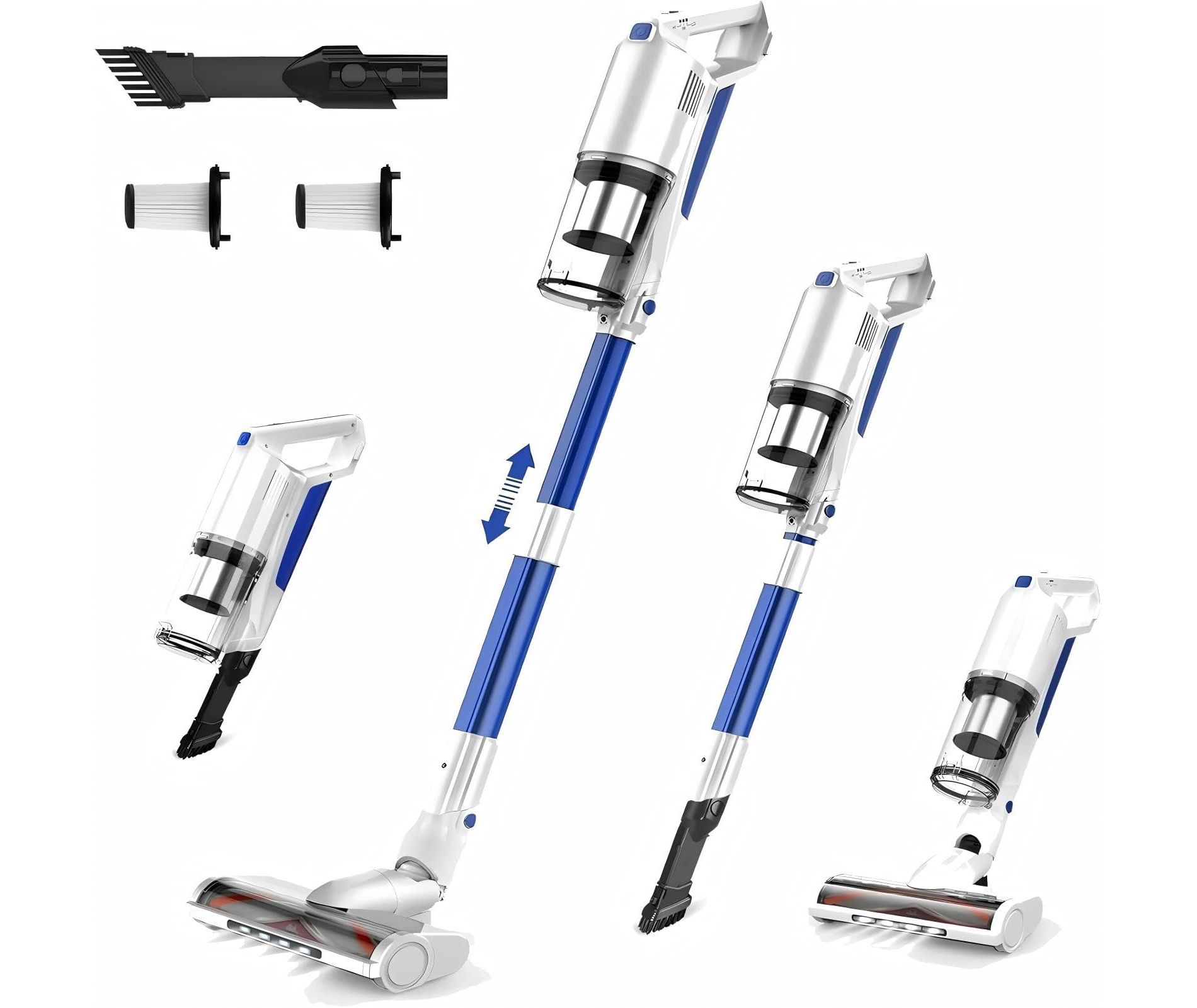 WHALL Cordless Vacuum Cleaner, Stick Vacuum cordless with Strong Suction, Rechargeable Cordless Vacuum with 45min Runtime for Home/Carpet, Floor