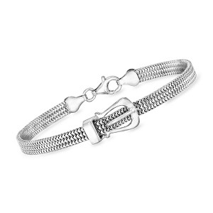 Ross-Simons Italian Sterling Silver Snake-Chain Buckle Bracelet - 1 of 3