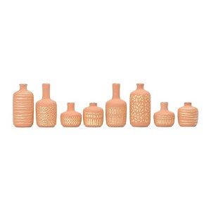 Storied Home Stoneware Vases with Gold Pattern, Set of 8 - 1 of 4