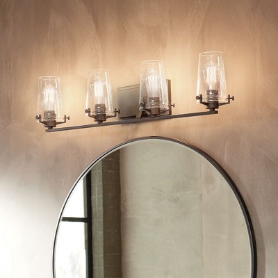 Alton Black Steel 4-Light Vanity with Clear Seeded Glass
