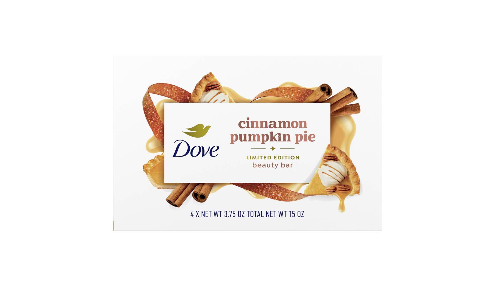 Dove Beauty Limited Edition Fall Holiday Treat Bar Soap - Cinnamon Pumpkin Pie - 15oz/4pk