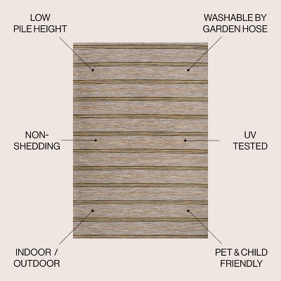 Mid-Century Jute-Brown Stripe Flat-Weave 5'x8' Synthetic Rug