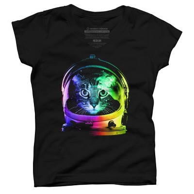 Girl's Design By Humans Astronaut Cat By clingcling T-Shirt