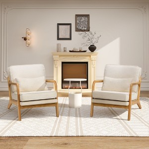 Ora Maison Modern Accent Chair with Lumbar Pillow and Wooden Frame for Living Room or Office - 1 of 4