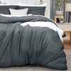 King Size Duvet Cover Set of 3 with Zipper - 104x90 Comforter 2x20x36 Shams, Grey - 4 of 4