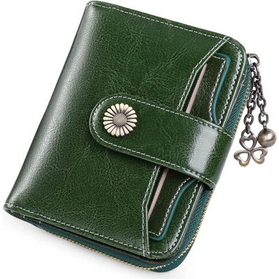 BEAFUP Women’s RFID Blocking Leather Wallet - Genuine Leather Small Bifold with Zipper Pocket & ID Window for Daily Use,Travel,Gift