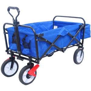 SEVOBAL Utility Storage Cart Foldable Handcart Outdoor Multi-Functional Portable Tool Cart Adjustable Handle, Blue, 53.50"*20.08"*42.52" - 1 of 4