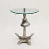 GDFStudio Samantha Unique 24" Nickel Finished Aluminum Bell Accent Table with Glass Top - 4 of 4