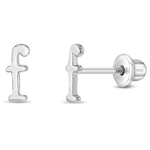 Girls' Polished Initial Letter Initial Screw Back Sterling Silver Earrings - In Season Jewelry - 1 of 4
