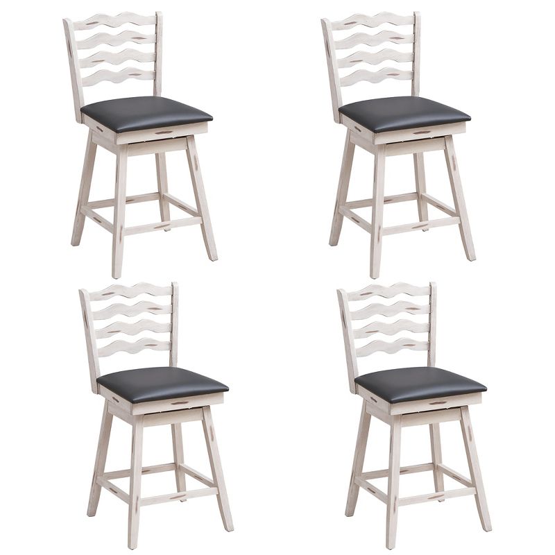 Costway Set of 4 Swivel Bar Stools Bar Height Upholstered  Faux Leather Dining Chairs, 1 of 10