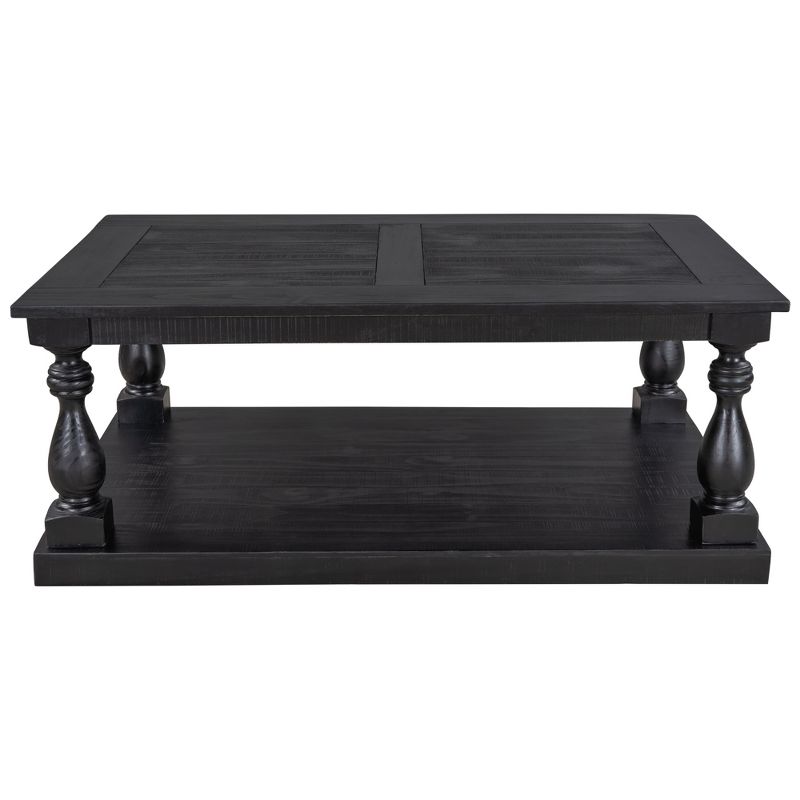 Rustic Pine Wood Coffee Table with Storage Floor Shelf 4A - ModernLuxe, 5 of 10