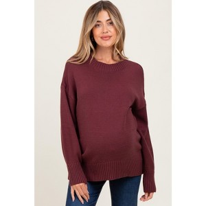 Pinkblush Burgundy Drop Shoulder Oversized Maternity Sweater - 1 of 4