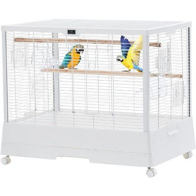 Large Parakeet Cage with Rolling Stand, Spacious Bird Home with Detachable Base, Easy-Clean Tray Included, Mobile & Stable Design