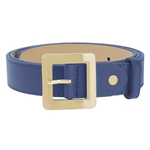 INSPIRE CHIC Women's Golden Square Buckle Fashion Faux Leather Waist Belts 1 Pc - 1 of 4