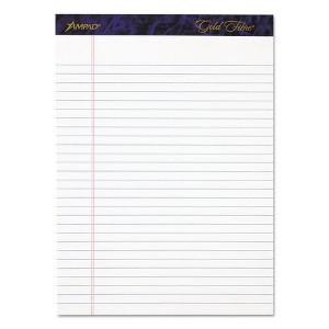 Ampad Gold Fibre Writing Pads, Wide/Legal Rule, 50 White 8.5 x 11.75 Sheets, 4/Pack - 1 of 4