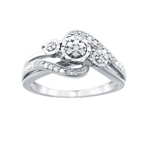 Gilded 0.15 CTTW Natural Diamond Cushion Shaped Ring in Sterling Silver with Miracle Plating, Size 7 - 1 of 4