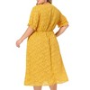 Agnes Orinda Women's Plus Size Elegant Lace Floral Ruffle Short Sleeve V Neck Trendy Tunic Dresses - 4 of 4