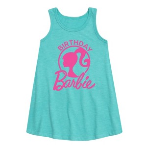 Girls' - Barbie - Birthday Graphic Sleeveless Aline Dress - 1 of 3