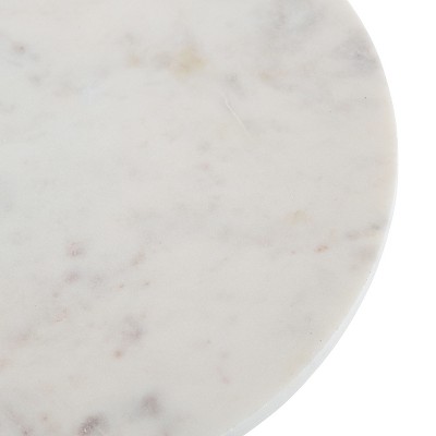 Tira Round White Marble and Gold Metal Side Table