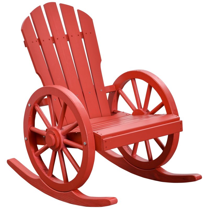 Outsunny Adirondack Rocking Chair with Slatted Design and Oversize Back for Porch, Poolside, or Garden Lounging, 1 of 8