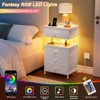 WOWLIVE Night Stand with Charging Station and LED Light, 4 Fabric Drawers White Bedside Table, End Table for Bedroom - 3 of 4