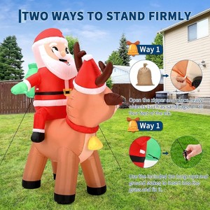7ft Outdoor Christmas Inflatable Santa Claus with Reindeer, Indoor Blow Up Yard Xmas Decor with Built-in Bright 5 Led Lights for Holiday Party Home - 1 of 4