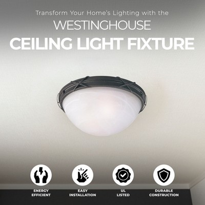 Rustic White Alabaster Glass Outdoor Flush Mount Light