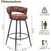 DYHOME 28 inch Bar Stools Set of 3, Modern Counter Height Bar Stools, 360° Swivel Suede Fabric Stool Chairs with Woven Back and Footrest - 2 of 4