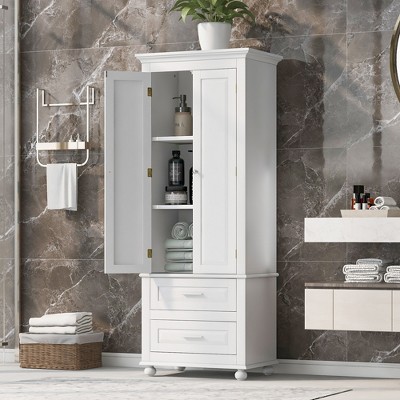 Whisen Verticle Tall Storage Cabinet with Drawers for Bathroom, Office