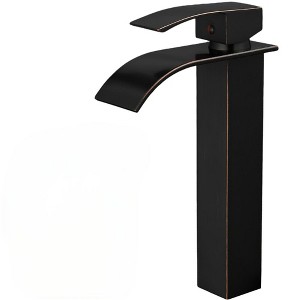BWE Waterfall Single Hole Single Handle Bathroom Vessel Sink Faucet With Pop-up Drain Assembly - 1 of 4
