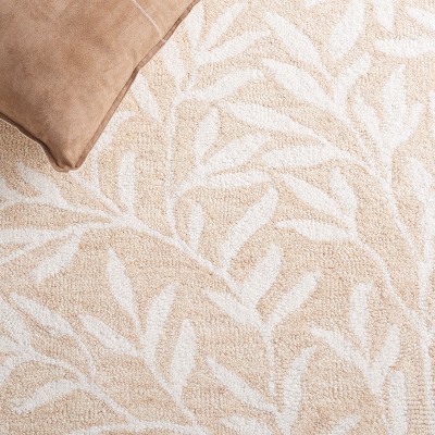 Ivory Floral Handmade Wool Tufted Square Area Rug