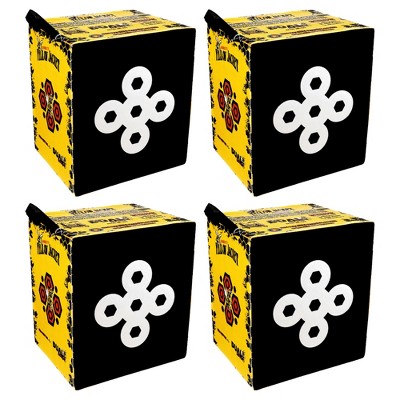 Morrell Targets Yellow Jacket 380 FPS Dual Threat Weatherproof Compound Crossbow Cube Any Tip Foam Archery Target with Carry Handle, 4 Pack, Yellow