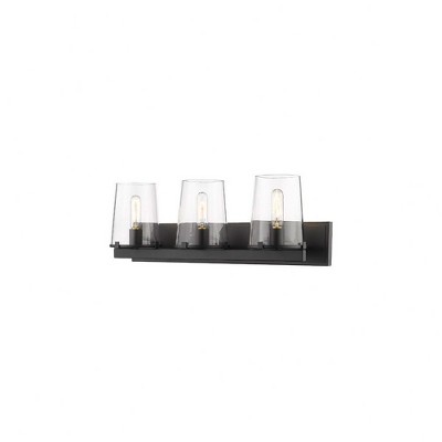 Callista 3-Light Vanity Light - Matte Black Glass Fixture, Dimmable, 27.5" Wide