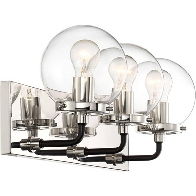 Fairling Polished Nickel 3-Light Wall Sconce with Clear Glass Globes