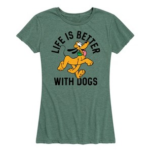 Women's - Disney - Pluto Life Is Better With Dogs Short Sleeve Graphic T-Shirt - 1 of 4
