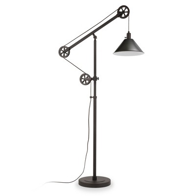 Hudson and Canal Pulley System Floor Lamp with Metal Shade