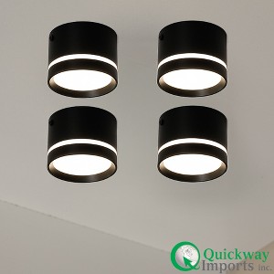 Quickway Imports 15W Surface-Mounted LED Cylinder Downlight Modern 4000K White Spotlight Black Aluminum Frame - 1 of 4