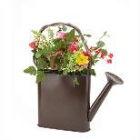 Darice 17" Brown and Yellow Gerbera Daisy Artificial Spring Floral Arrangement with Watering Can