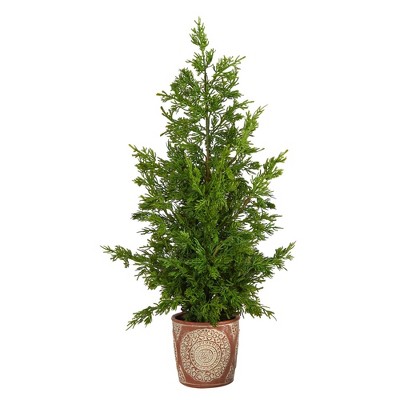 Nearly Natural 2.33-ft Cedar Pine Natural Look-in Artificial Tree In ...