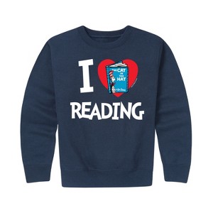 Boys' - Dr. Seuss - The Cat In The Hat Book Cover I Love Reading Graphic Long Sleeve Fleece Sweatshirt - 1 of 4