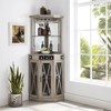 Home Source Corner Bar with Mesh Door Stone Gray: Lacquered Hardwood, Glassware Storage, 2 Shelves - 2 of 4