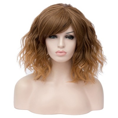Unique Bargains Women's Curly Wigs with Wig Cap 14"