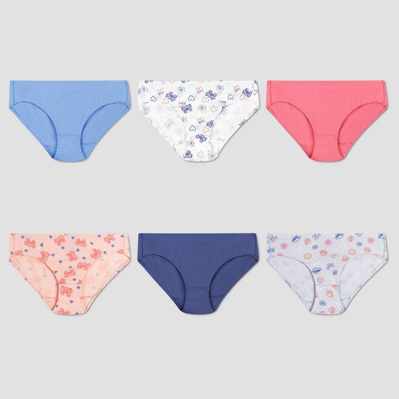 Hanes Girls&#39; 6pk Pure Comfort Hipster - Colors May Vary 14, 1 of 3