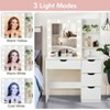 GustoWave Modern Vanity Makeup Desk with Vanity Mirror, Built-in Lights, 4 Drawers, Crystal Ball Knobs, Power Outlet, Makeup Desk for Bedroom - 3 of 4