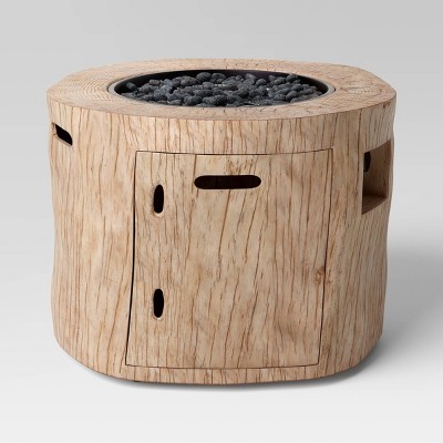 Weathered/Natural Finish Statement LP Round Outdoor Fire Table Natural - Threshold&trade;: Patio Heater, Lava Rocks Included